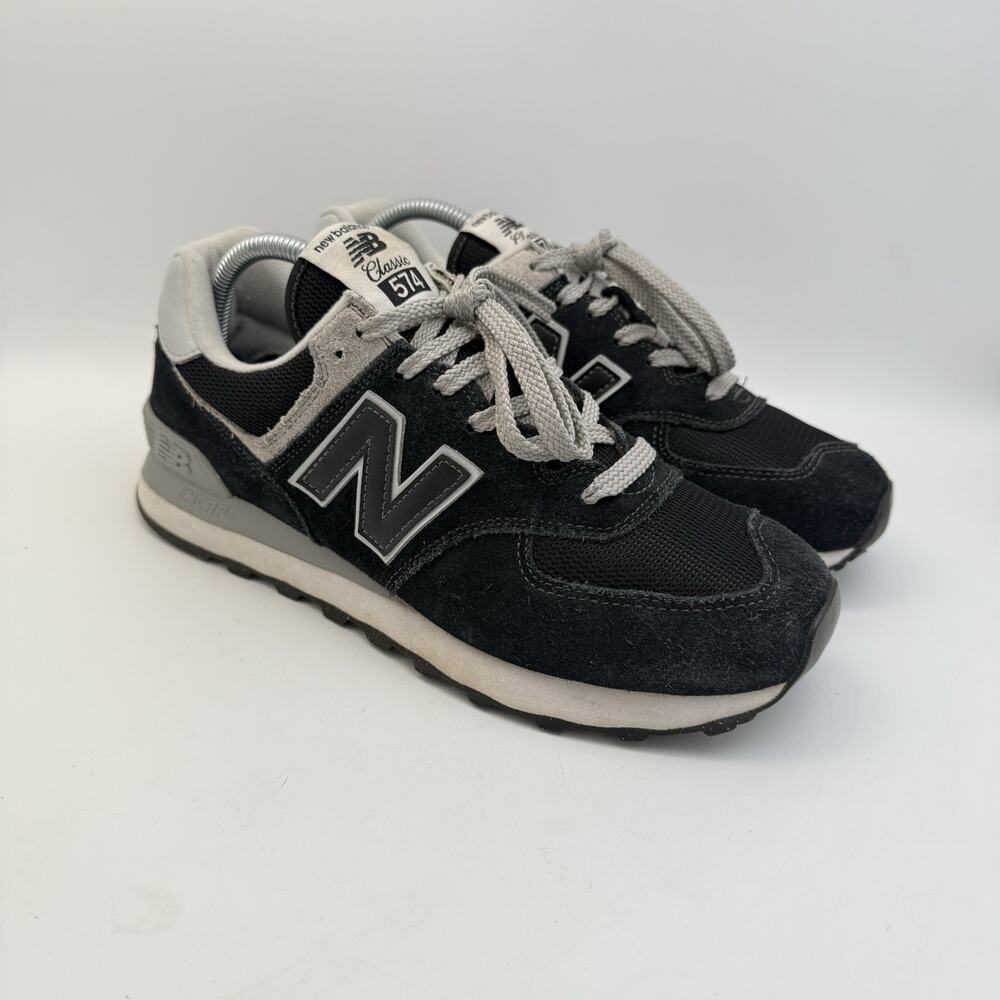 New Balance 574 Shoes Womens Size 9.5 Black Suede Mesh Running Sneakers WL574EVB